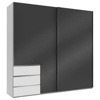SCHWEBETÜRENSCHRANK 250/236/65 cm 2-türig Grau, Weiß  - Chromfarben/Weiß, MODERN, Holzwerkstoff (250/236/65cm) - MID.YOU