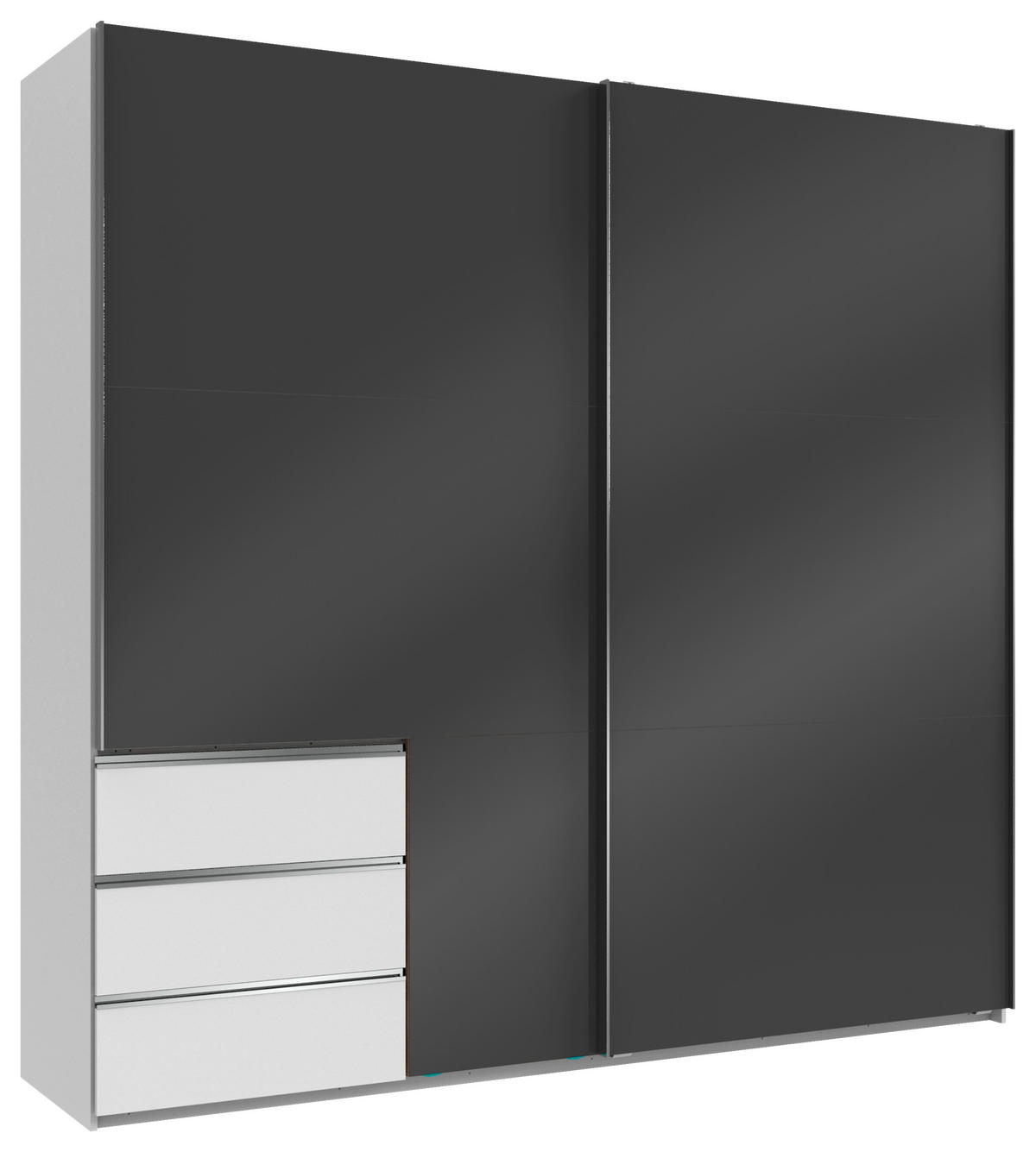 SCHWEBETÜRENSCHRANK 250/236/65 cm 2-türig Grau, Weiß  - Chromfarben/Weiß, MODERN, Holzwerkstoff (250/236/65cm) - MID.YOU