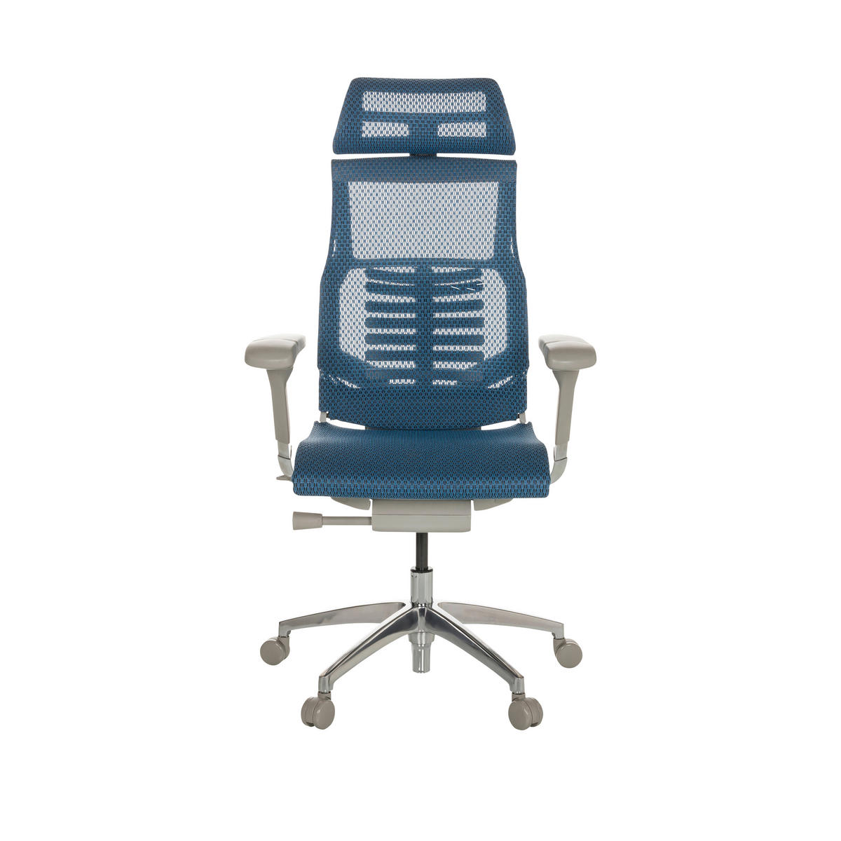 DREHSTUHL Netz Blau  - Blau/Alufarben, Basics, Kunststoff/Textil (67/119-135/60cm) - MID.YOU