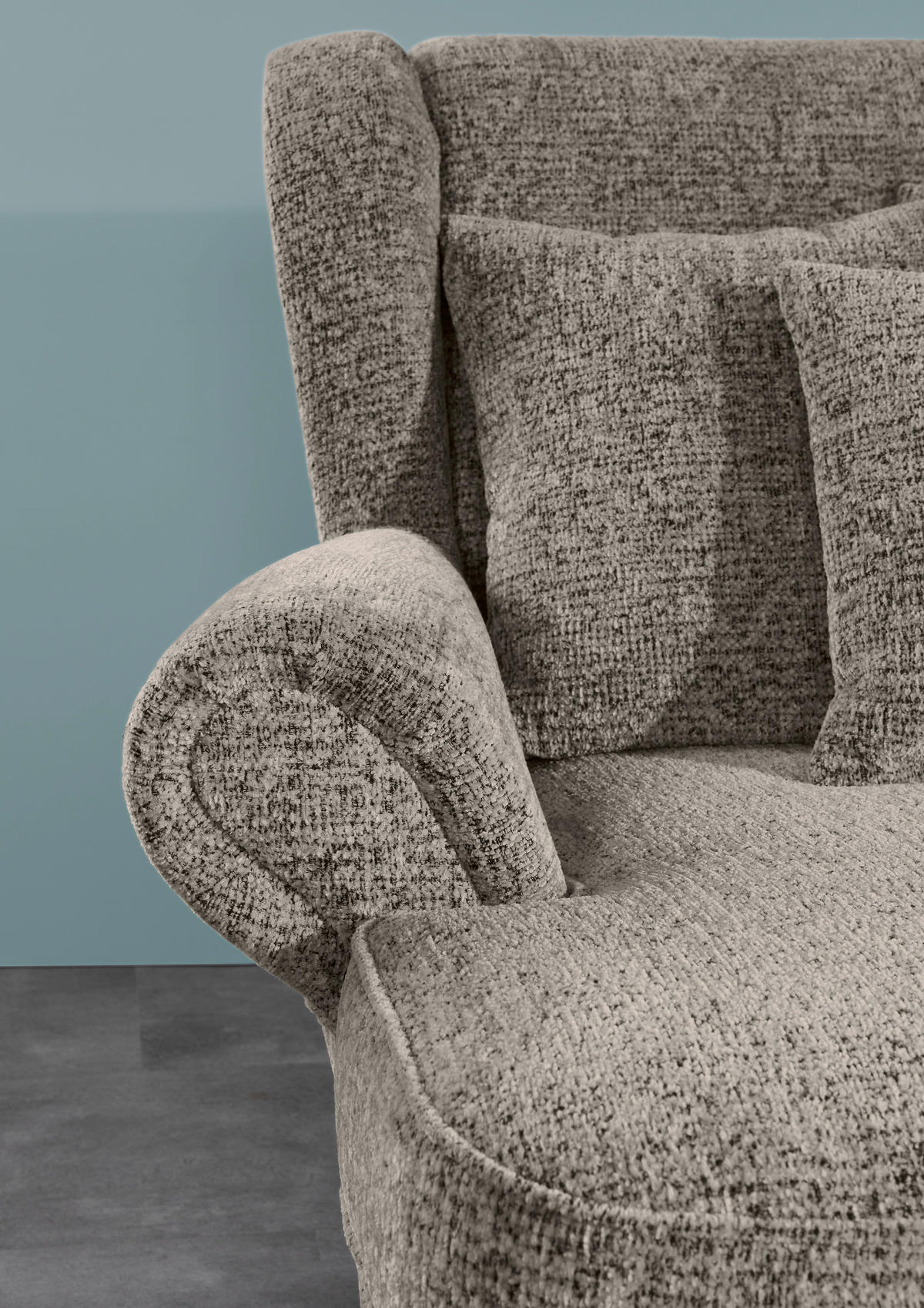 XXL-SESSEL in Chenille Graubraun  - Graubraun/Schwarz, Romantik / Landhaus, Textil/Metall (125/102/137cm) - Landscape