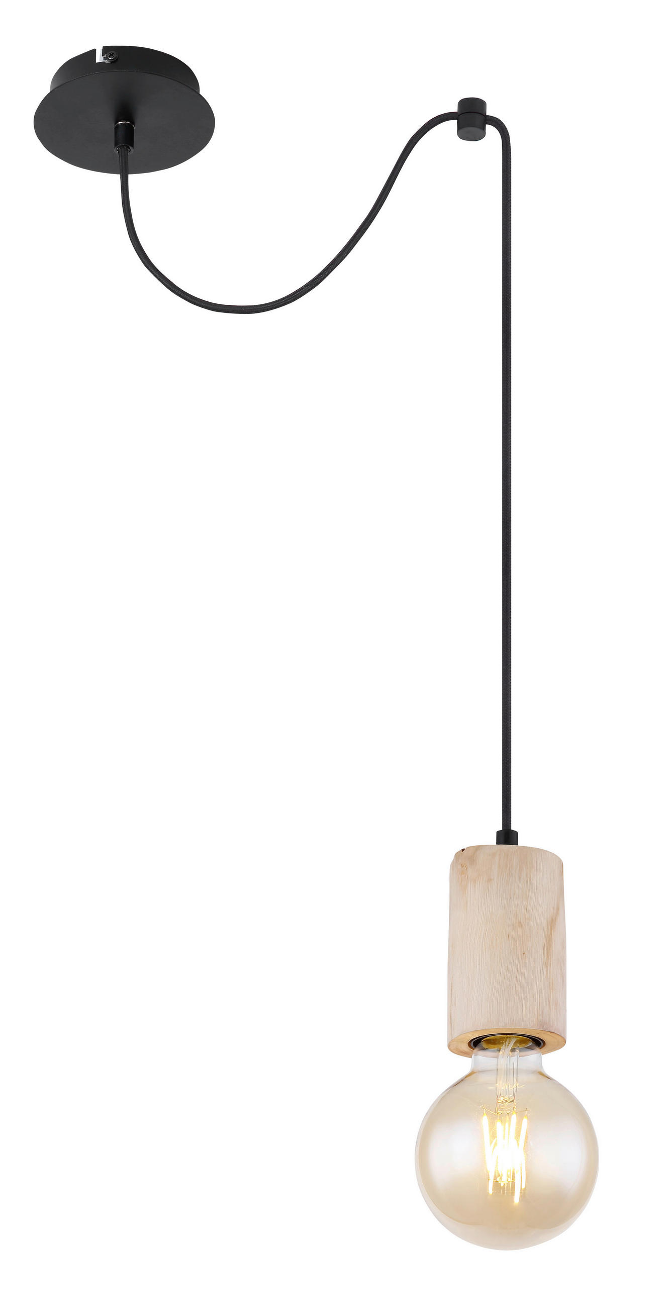 VISEČA SVETILKA        12/160 cm      E27 - črna/naravne barve, Natur, kovina/les (12/160cm)