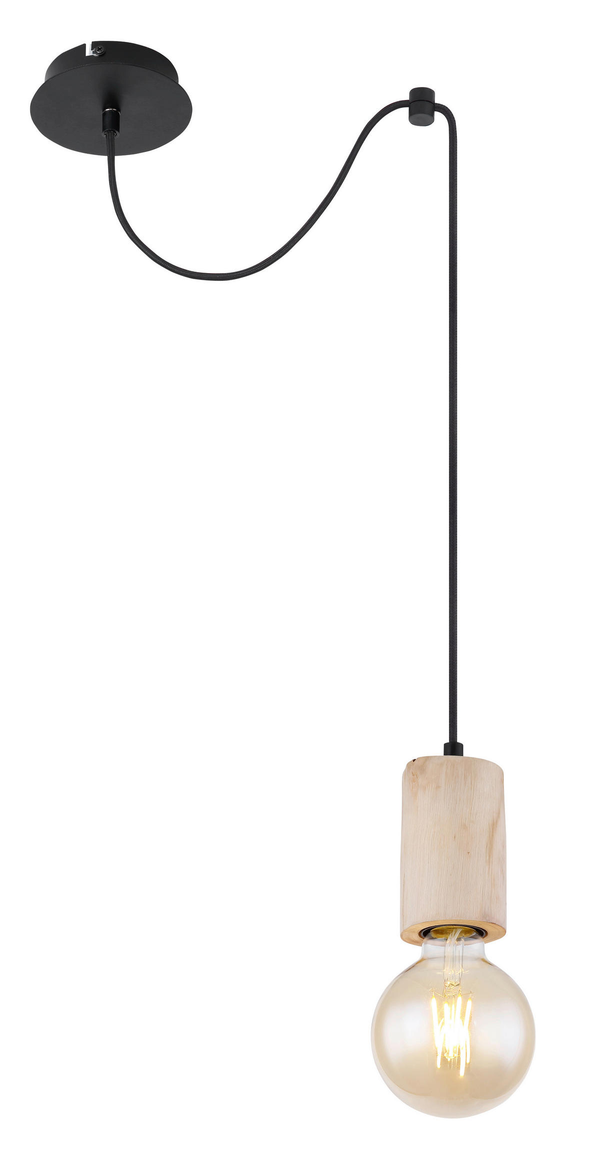 VISEČA SVETILKA        12/160 cm      E27 - črna/naravne barve, Natur, kovina/les (12/160cm)