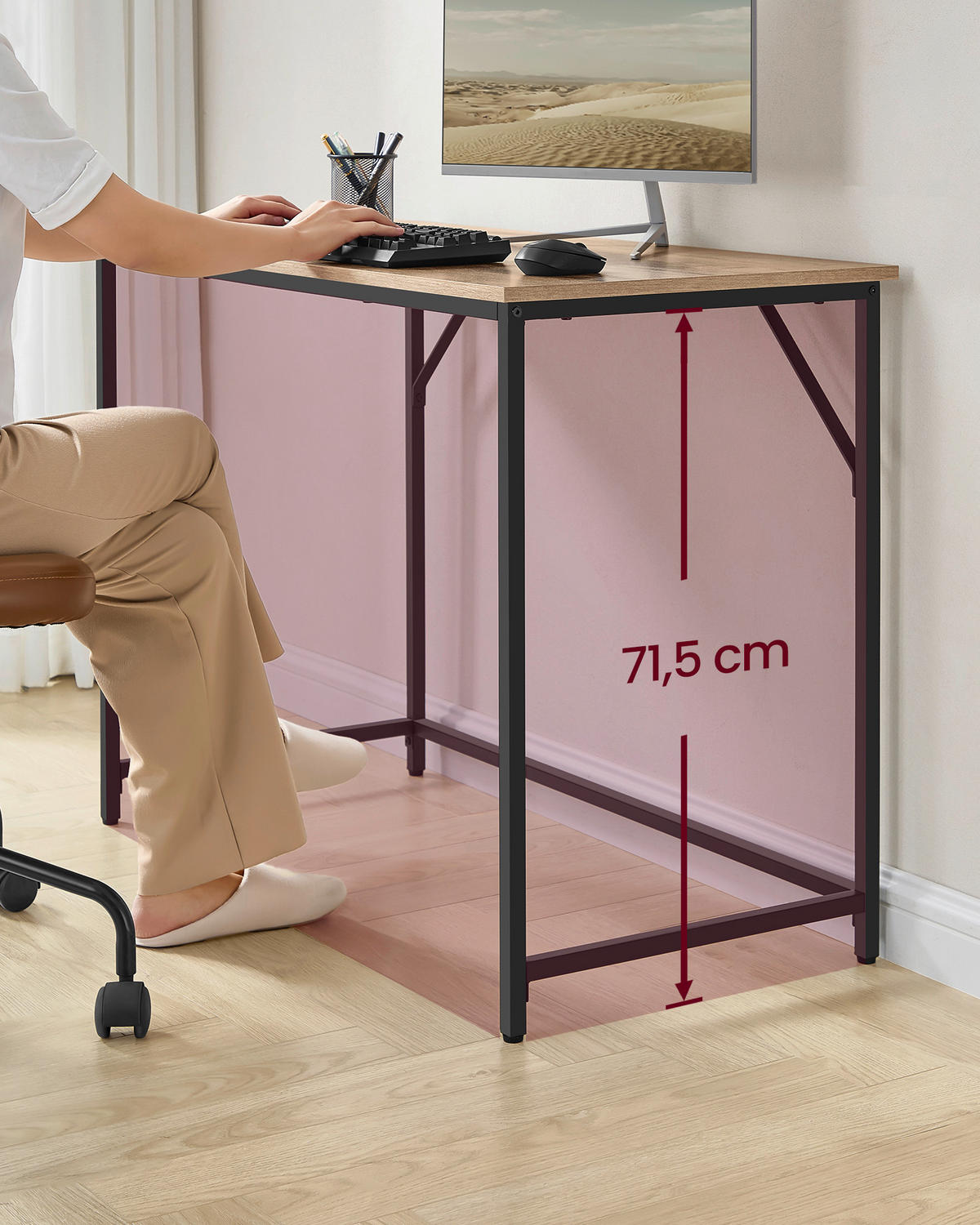 PC STÔL, hnedá, čierna, 100/50/76 cm - hnedá/čierna, Basics, kov/kompozitné drevo (100/50/76cm) - Boxxx