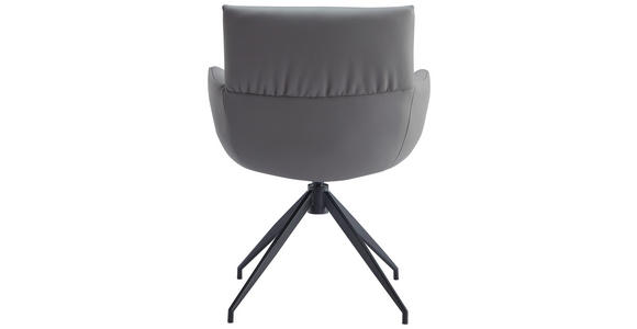 ARMLEHNSTUHL in Eisen Echtleder pigmentiert - Anthrazit/Schwarz, Design, Leder/Metall (64/86/63cm) - Dieter Knoll