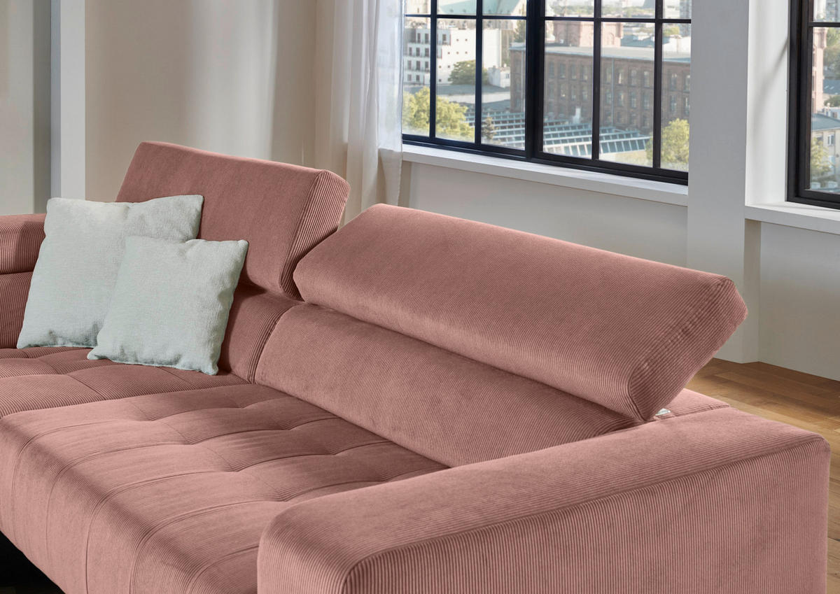 ECKSOFA Naturfarben Cord  - Schwarz/Naturfarben, Design, Textil/Metall (214/261cm) - Beldomo Style