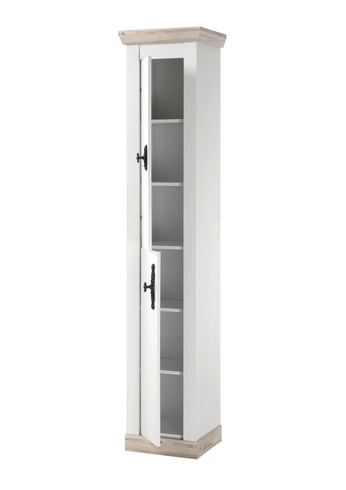 HOCHSCHRANK 42/200/35 cm  - Schwarz/Pinienfarben, Design, Holzwerkstoff/Metall (42/200/35cm) - MID.YOU