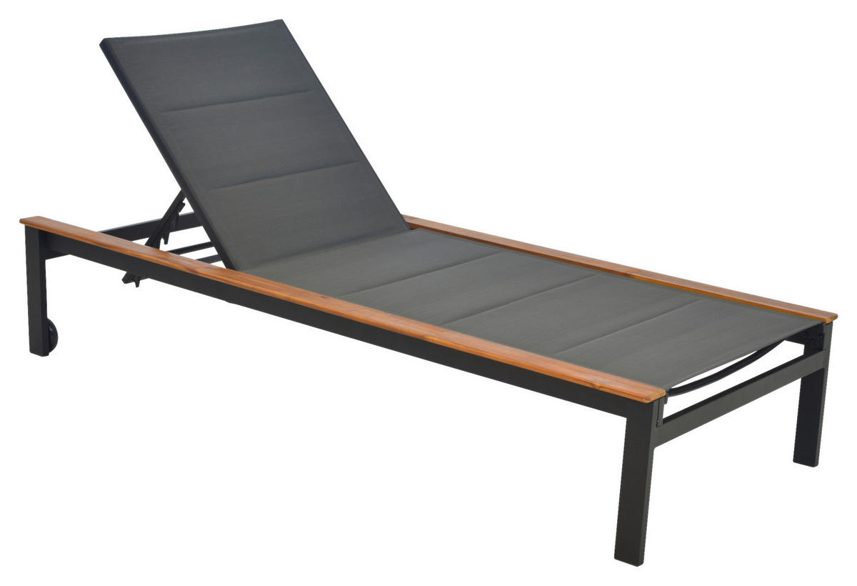 GARTENLIEGE 198/103/84 cm  - Graphitfarben/Naturfarben, MODERN, Holz/Kunststoff (198/103/84cm) - Gardenson