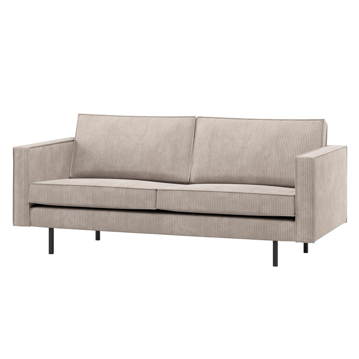 2,5-SITZER Rodeo in gerippt Sandfarben  - Sandfarben, MODERN, Textil/Metall (190/85/86cm) - Livetastic
