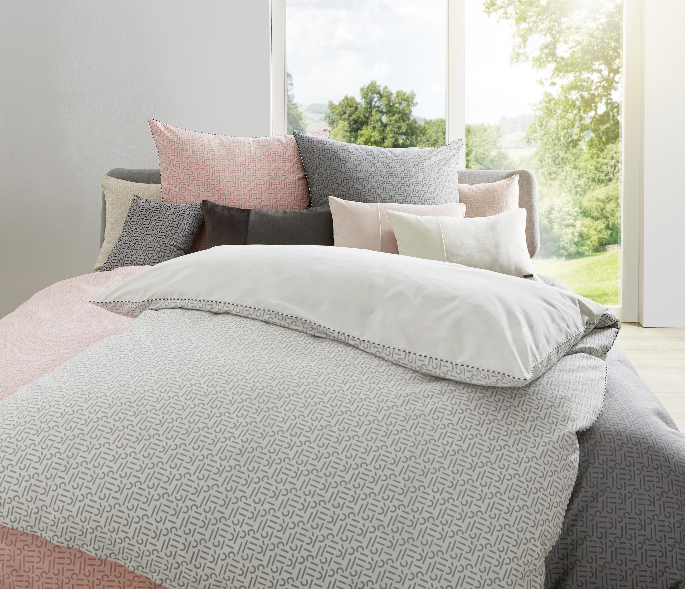 WENDEBETTWÄSCHE Scatter-B Renforcé - Hellgrau, Design, Textil (155/220cm) - Esprit
