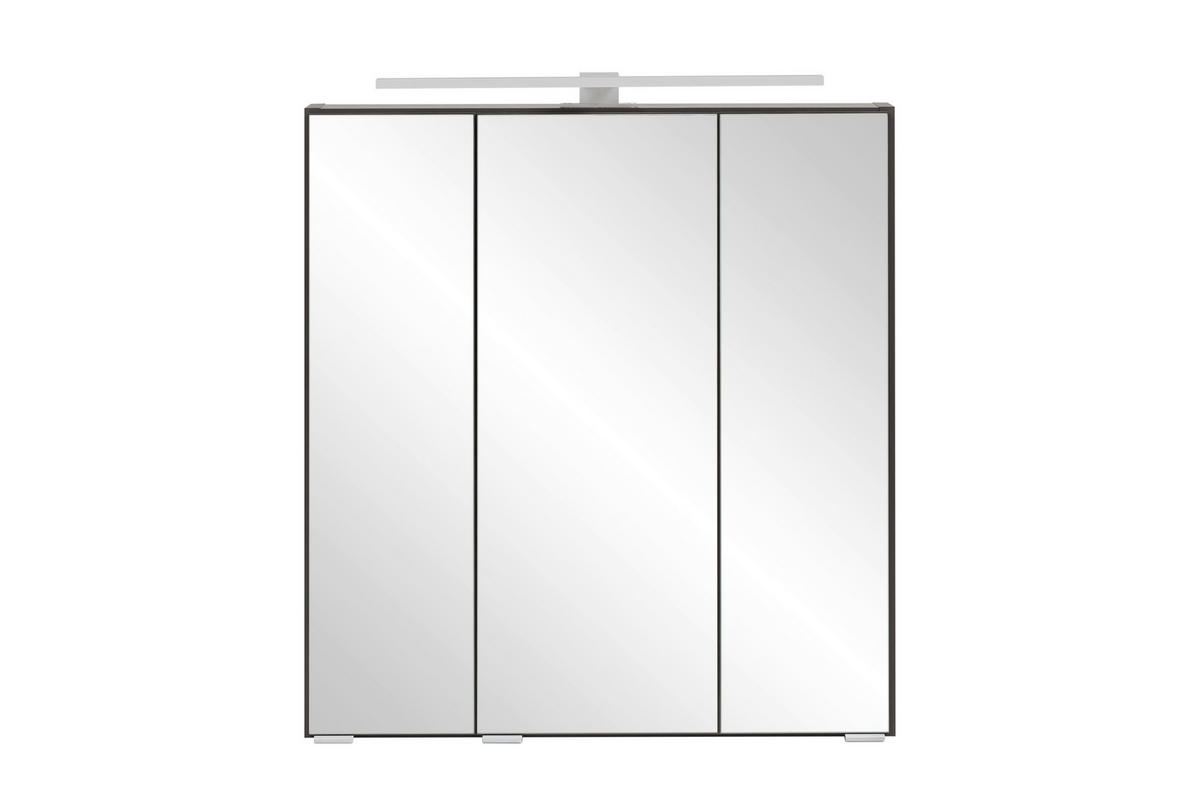 SPIEGELSCHRANK 60/64/20 cm  - Graphitfarben, Natur, Glas/Holzwerkstoff (60/64/20cm) - Xora
