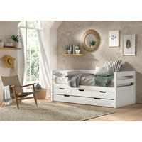 AUSZIEHBETT 90/200 cm  in Weiß  - Naturfarben/Weiß, MODERN, Holz (90/200cm) - Vipack