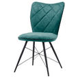 STUHL  in Webstoff Textil  - Petrol/Schwarz, Design, Textil/Metall (48/89/62cm) - Hom`in