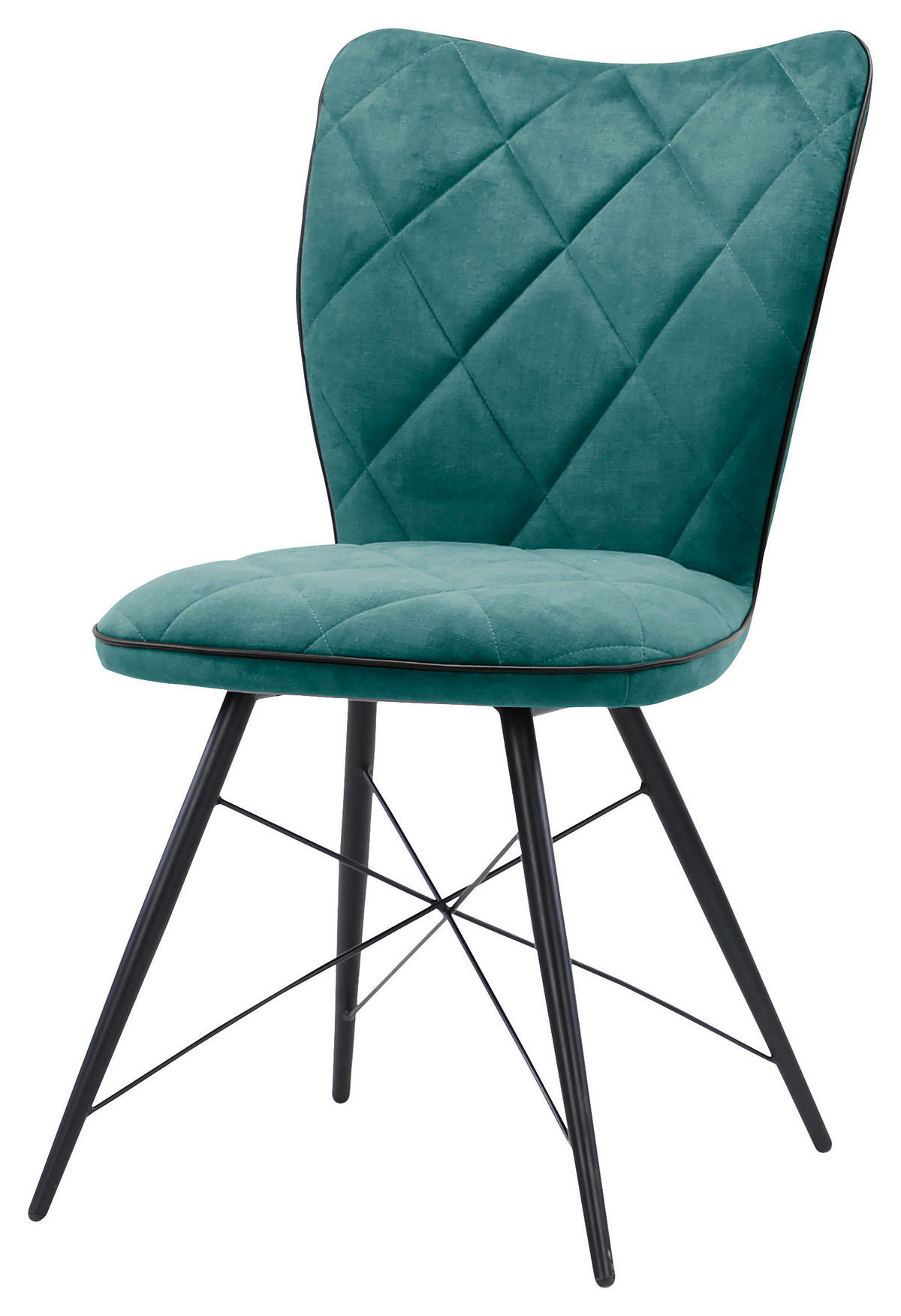 STUHL  in Webstoff  - Petrol/Schwarz, Design, Textil/Metall (48/89/62cm) - Hom`in