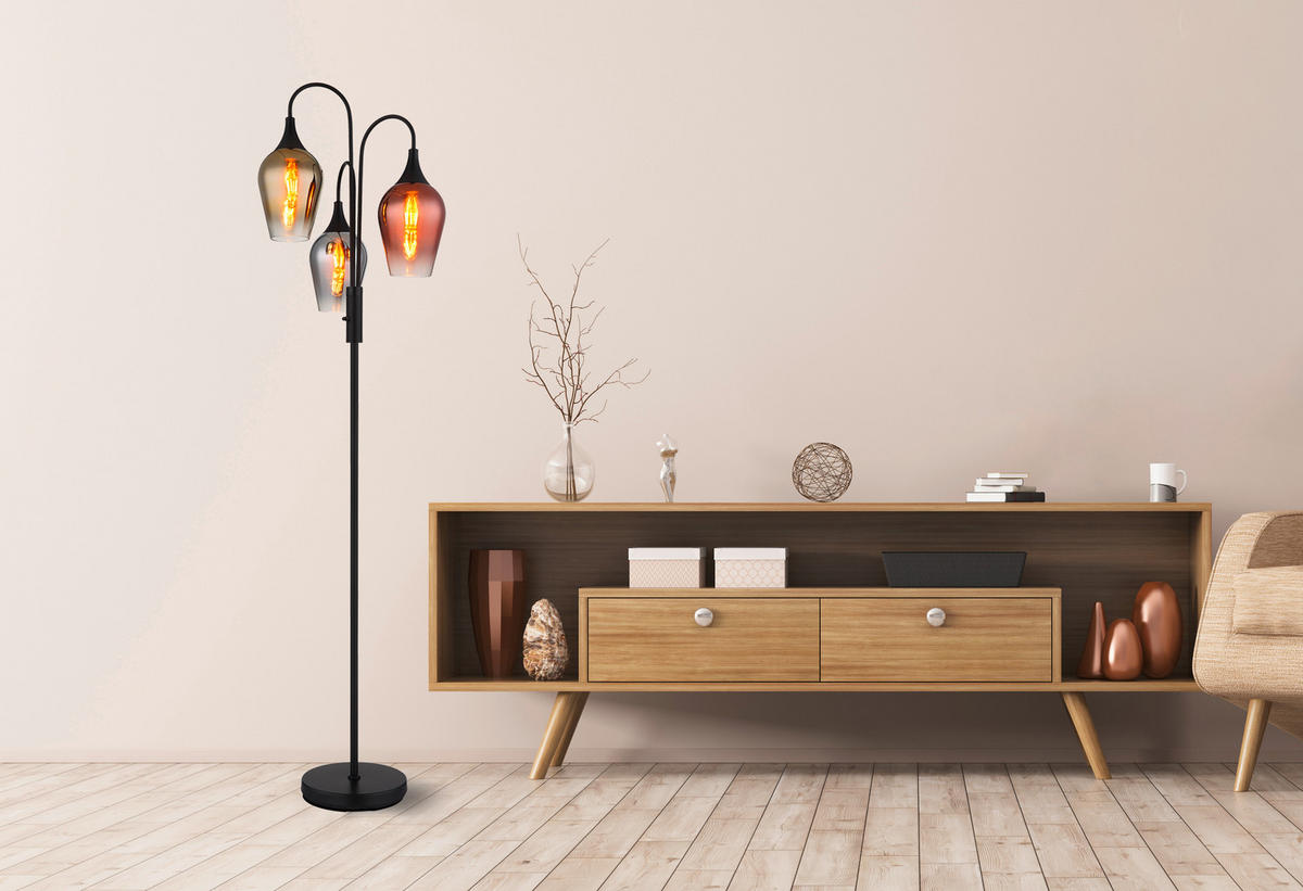 STEHLEUCHTE - Klar/Chromfarben, Design, Glas/Metall (43/165cm) - Globo