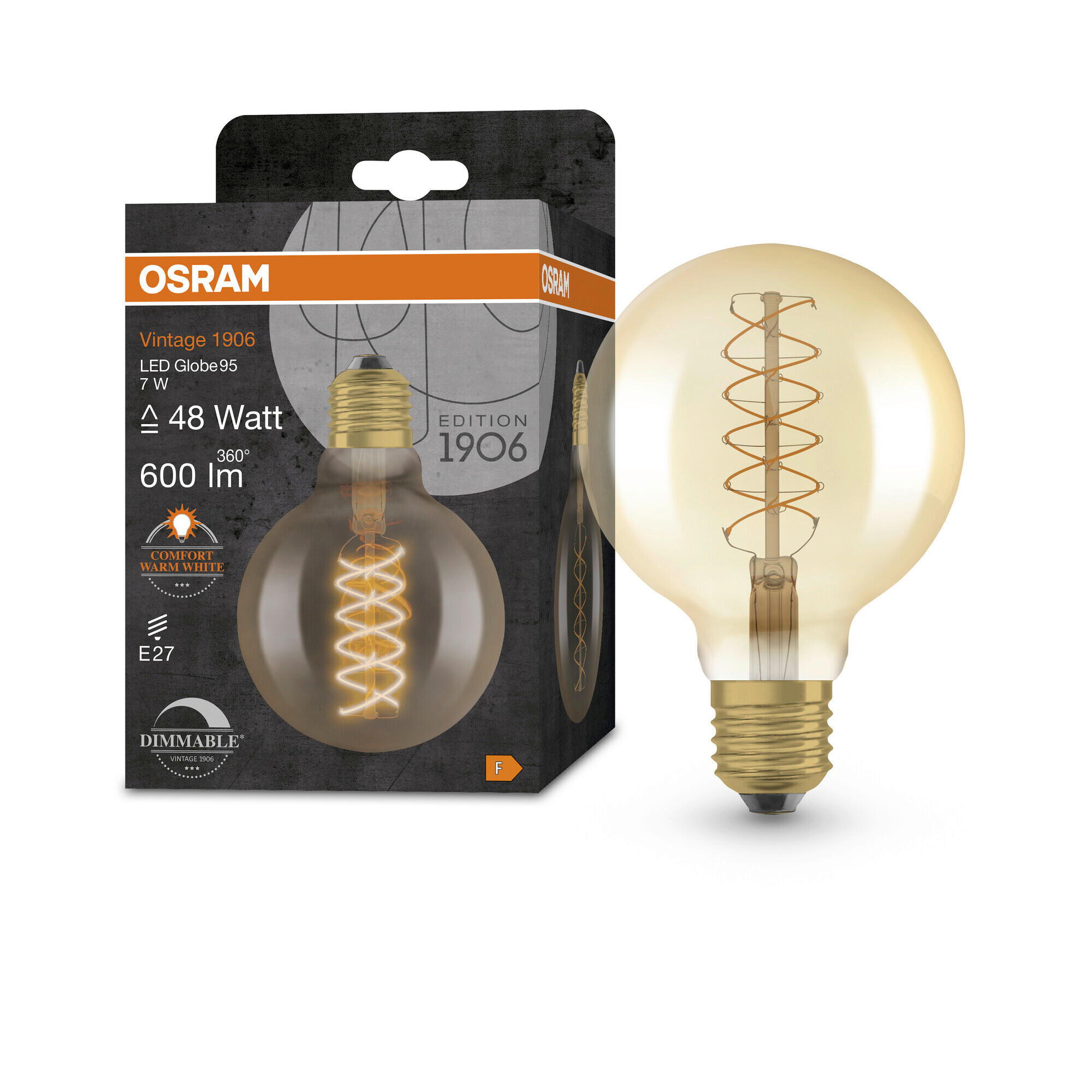 LED-LEUCHTMITTEL   E27 7 W 600 lm  - Goldfarben, Basics, Glas (9,5/13,8cm) - Ledvance