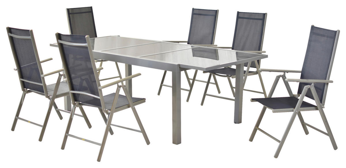 GARTENSET Aluminium  - Blau/Silberfarben, MODERN, Textil/Metall - Gardenson