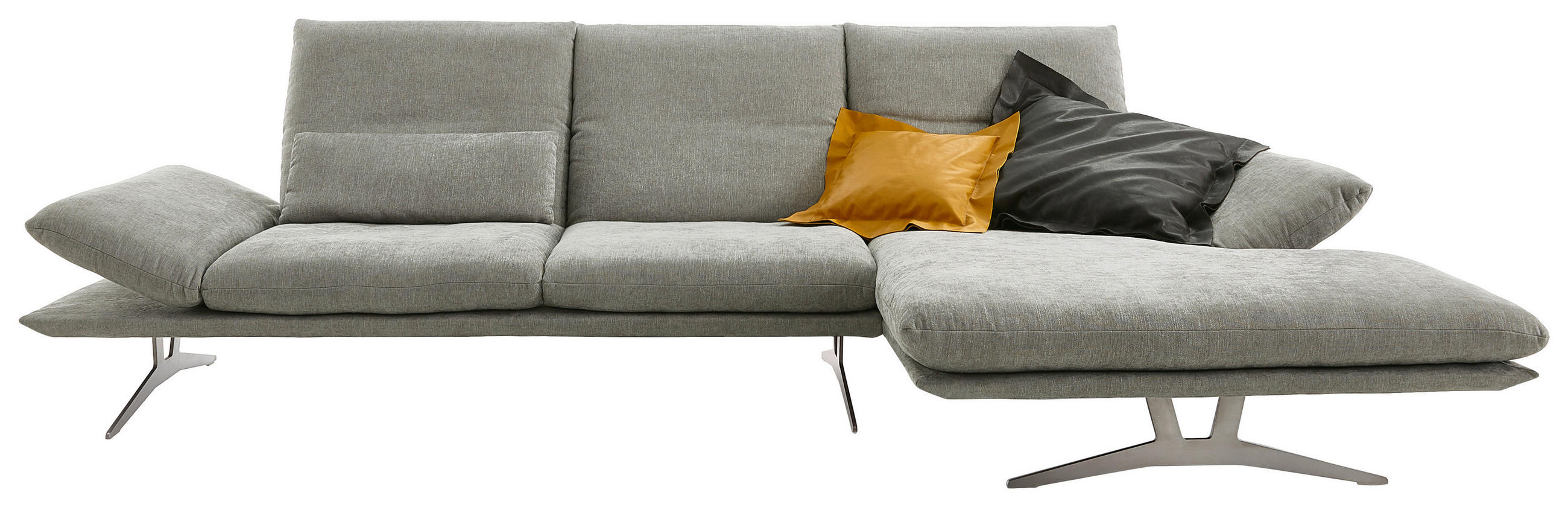 ECKSOFA Grau Flachgewebe  - Grau, Design, Textil/Metall (284/159cm) - Koinor