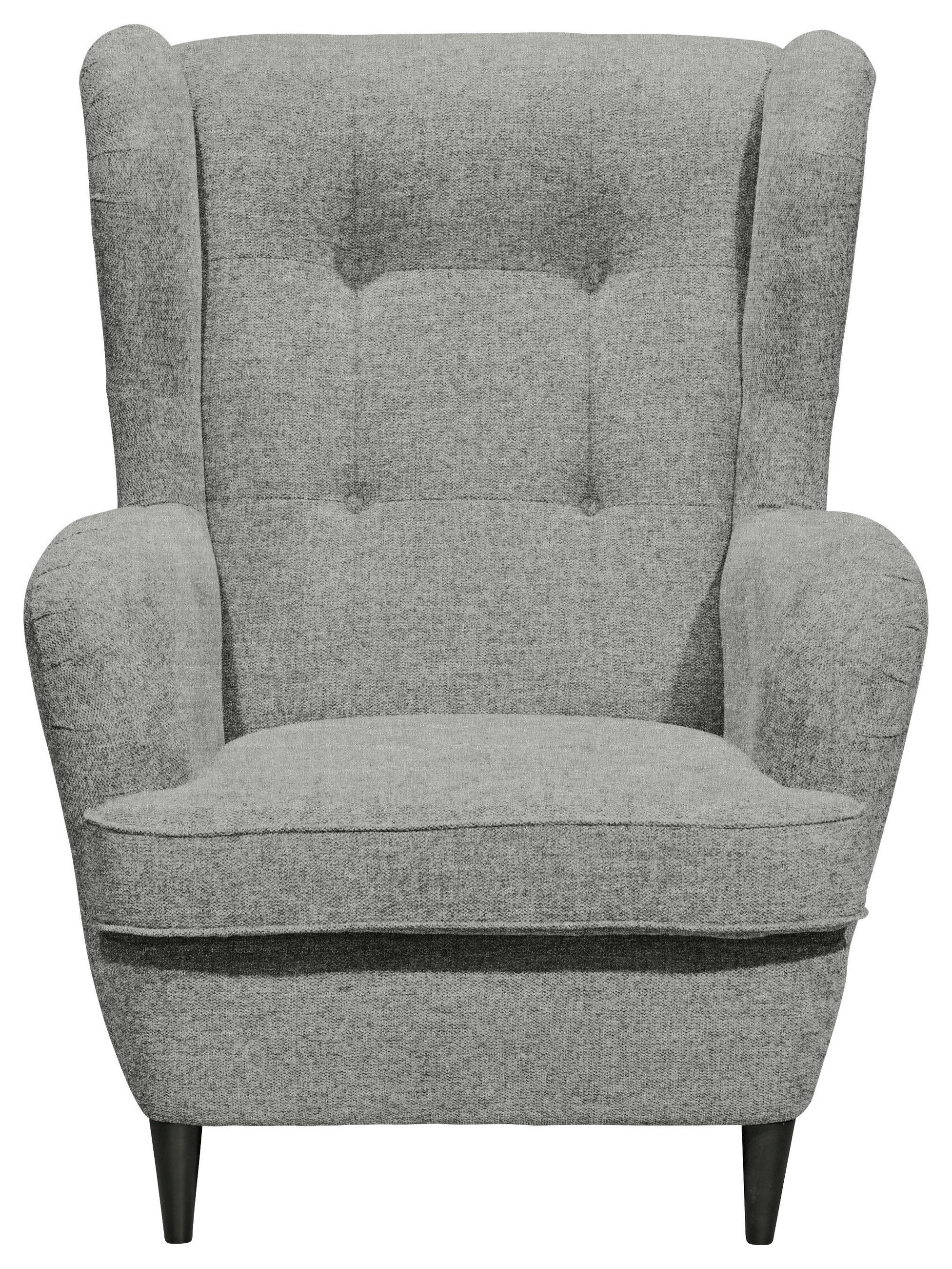 ÖRONLAPPSFÅTÖLJ i mikrovelour ljusgrå  - ljusgrå/svart, Basics, trä/textil (78/102/98cm) - MID.YOU