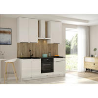 BUCĂTĂRIE FĂRĂ ELECTROCASNICE  - alb/alb lucios intens, Design, metal/material pe bază de lemn (204cm) - Carryhome