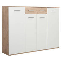 BOTNÍK, bílá, barvy dubu, 160/120/35 cm - bílá/barvy stříbra, Design, kompozitní dřevo/plast (160/120/35cm) - Xora