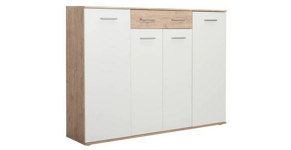 SCHUHSCHRANK 160/120/35 cm  - Eichefarben/Silberfarben, Design, Holzwerkstoff/Kunststoff (160/120/35cm) - Xora