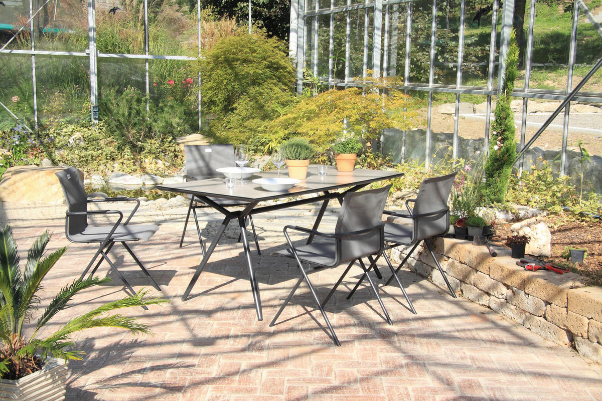 GARTENSET   - Taupe/Anthrazit, Basics, Glas/Kunststoff (80/75/160cm) - Acamp