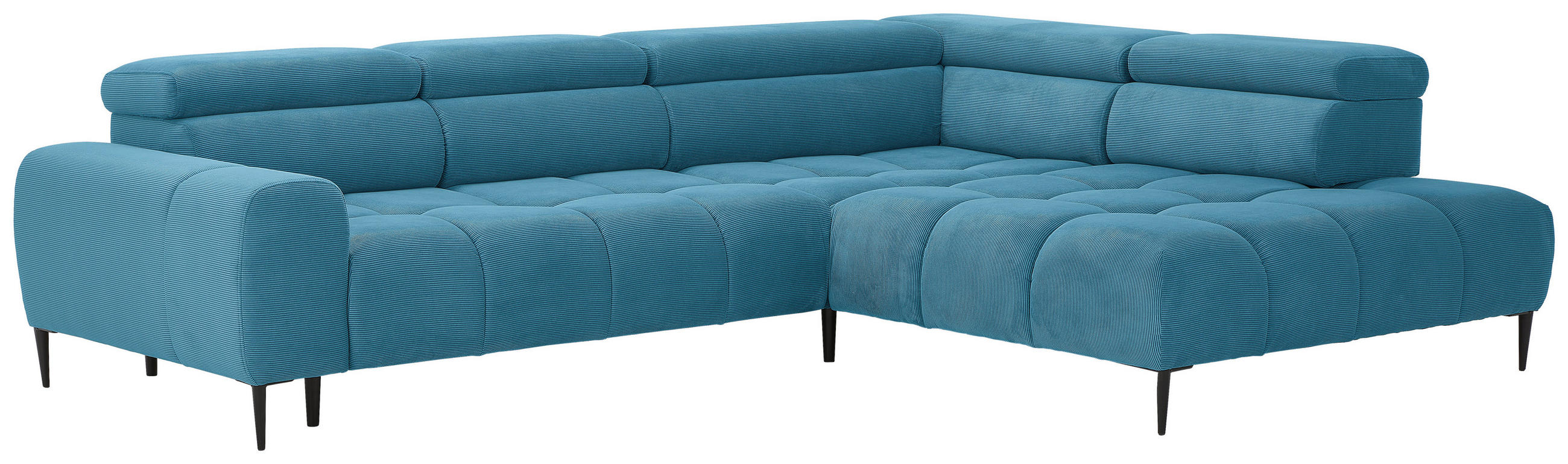 SEDEŽNA GARNITURA, rebrasti žamet siva  - črna/siva, Moderno, kovina/tekstil (216/300/0cm) - Welnova