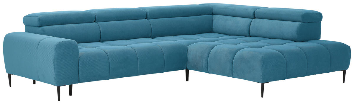 SEDEŽNA GARNITURA, rebrasti žamet siva  - črna/siva, Moderno, kovina/tekstil (216/300/0cm) - Welnova