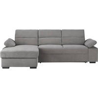 ECKSOFA in Flachgewebe Hellgrau  - Dunkelbraun/Hellgrau, Konventionell, Kunststoff/Textil (166/258cm) - Cantus