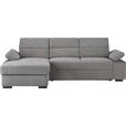 ECKSOFA inkl.Funktionen Hellgrau Flachgewebe  - Dunkelbraun/Hellgrau, Design, Kunststoff/Textil (166/258cm) - Cantus