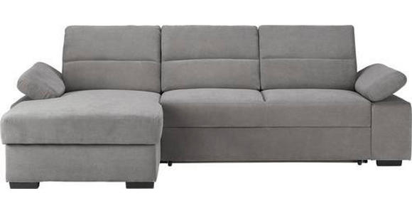 ECKSOFA inkl.Funktionen Hellgrau Flachgewebe  - Dunkelbraun/Hellgrau, Design, Kunststoff/Textil (166/258cm) - Cantus