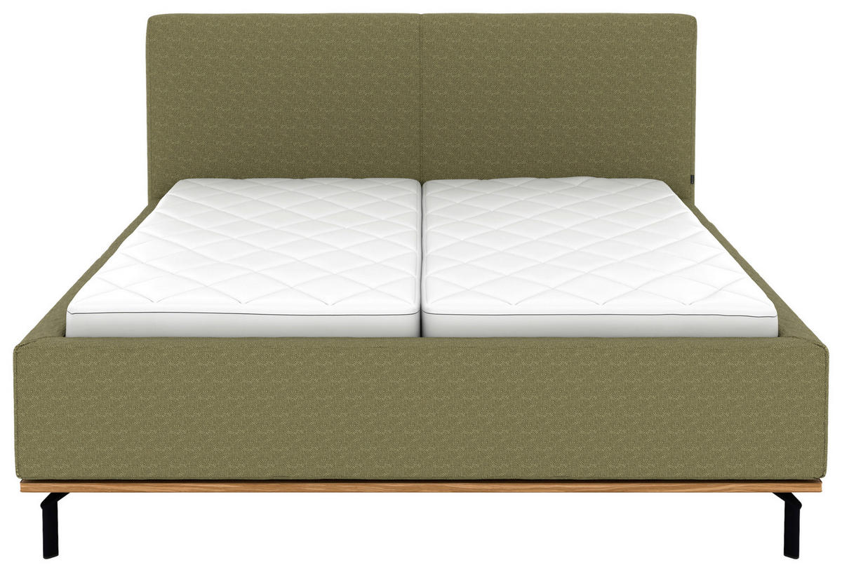 POLSTERBETT Matratze, Lattenrost, Bettkasten 180/200 cm  in Olivgrün  - Graphitfarben/Weiß, Design, Holz/Textil (180/200cm) - Musterring