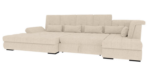 WOHNLANDSCHAFT  in Struktur Perlmutt  - Perlmutt/Schwarz, KONVENTIONELL, Kunststoff/Textil (191/363/212cm) - Carryhome