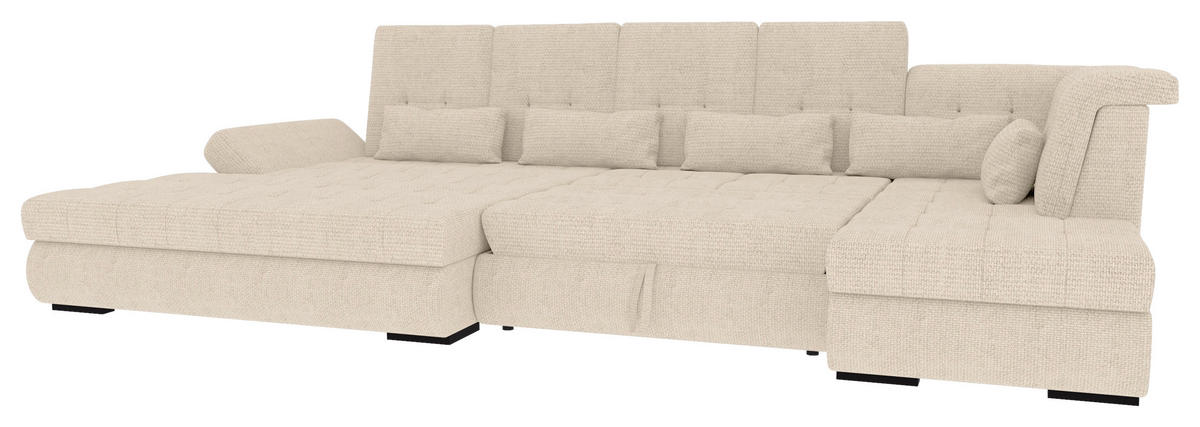 WOHNLANDSCHAFT Perlmutt Struktur  - Perlmutt/Schwarz, KONVENTIONELL, Kunststoff/Textil (212/358/222cm) - Carryhome