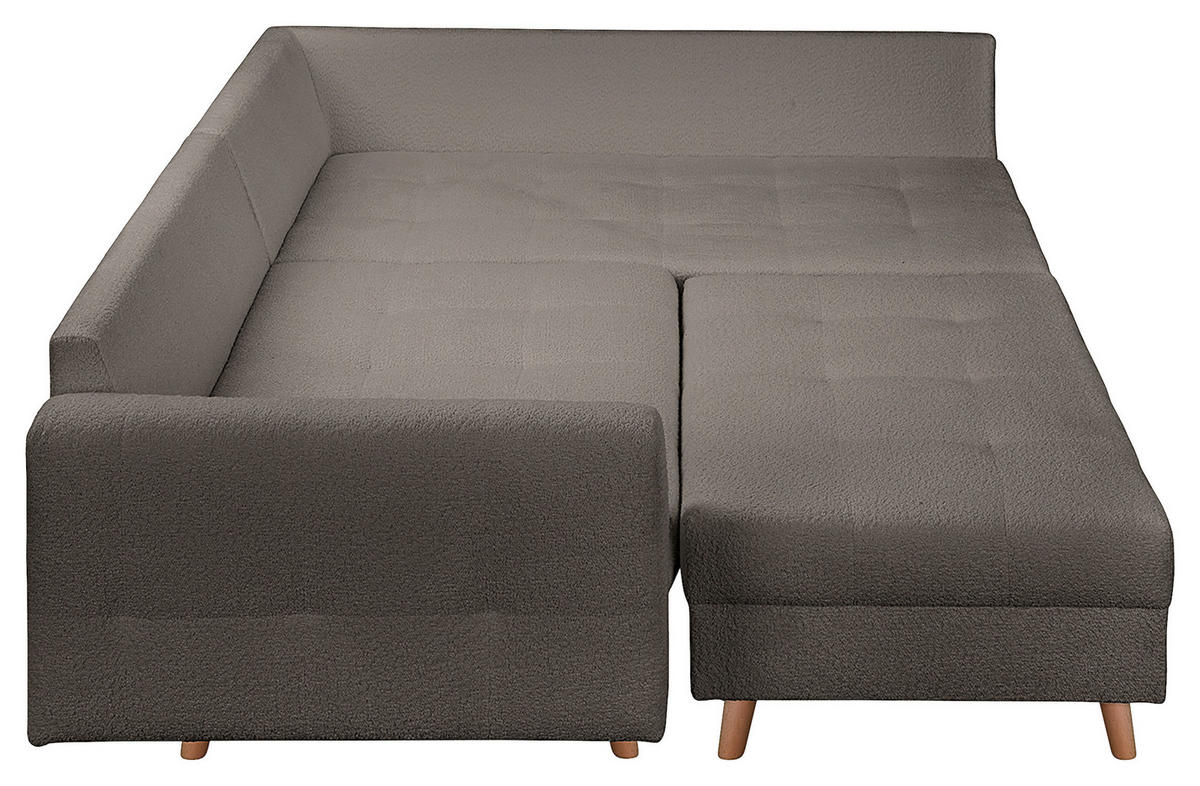 ECKSOFA inkl. Hocker Ariella in Bouclé Dunkelgrau  231/161 cm  - Dunkelgrau/Naturfarben, Design, Holz/Textil (231/161cm) - Livetastic