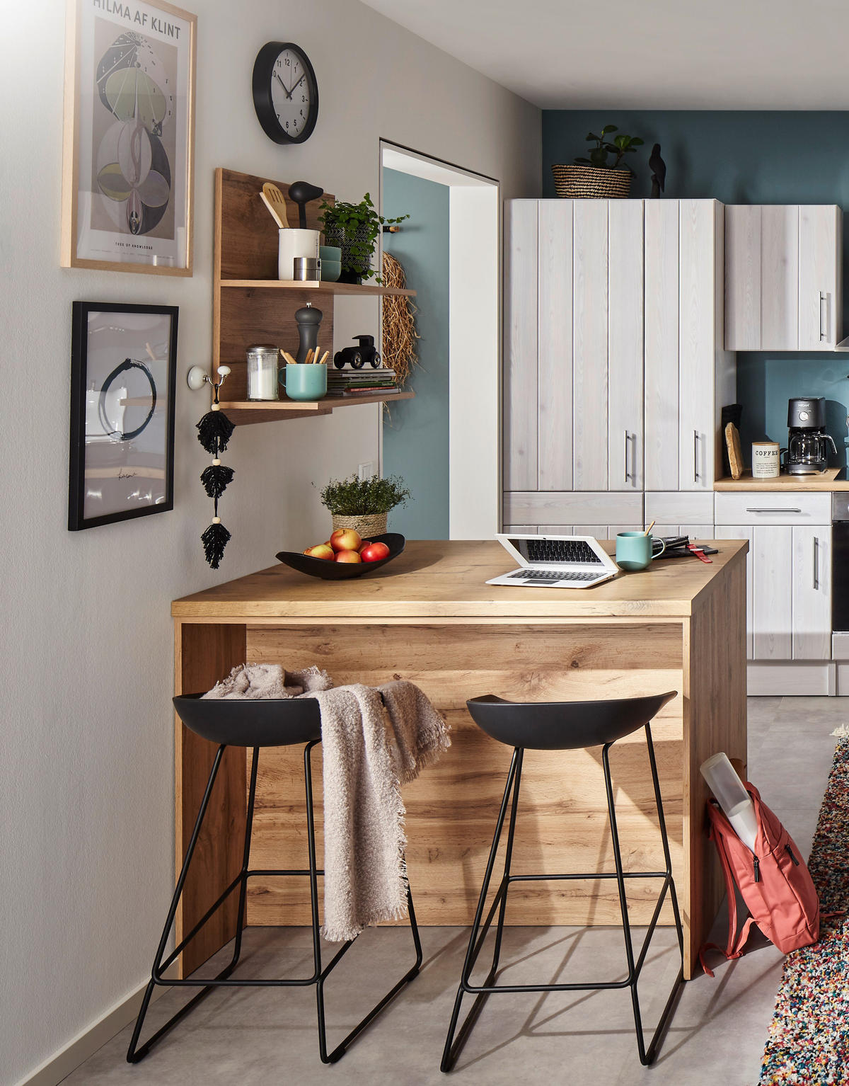 KÖKSÖ 124/91/90 cm  i vit, lärkfärgad  - stålfärgad/vit, Lifestyle, metall/trämaterial (124/91/90cm) - Respekta