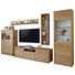 WOHNWAND Eiche furniert, massiv Eichefarben - Eichefarben/Nickelfarben, KONVENTIONELL, Glas/Holz (366,8/209,5/47,6cm) - Voleo