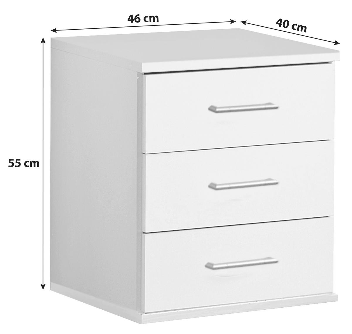 NACHTKÄSTCHEN 46/55/40 cm  in Weiss  - Weiss/Alufarben, Konventionell, Holzwerkstoff/Kunststoff (46/55/40cm) - MID.YOU