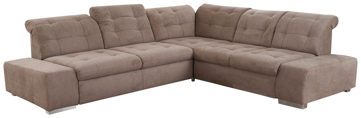 ECKSOFA in Flachgewebe Braun  - Chromfarben/Braun, Modern, Kunststoff/Textil (283/254cm) - Sit & More