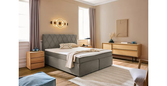 BOXSPRINGBETT 180/200 cm in Beige - Beige/Schwarz, Design, Kunststoff/Textil (180/200cm) - Xora