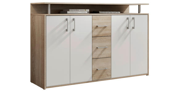 SIDEBOARD 139/90/34 cm  - Silberfarben/Weiß, KONVENTIONELL, Holzwerkstoff/Kunststoff (139/90/34cm) - Carryhome