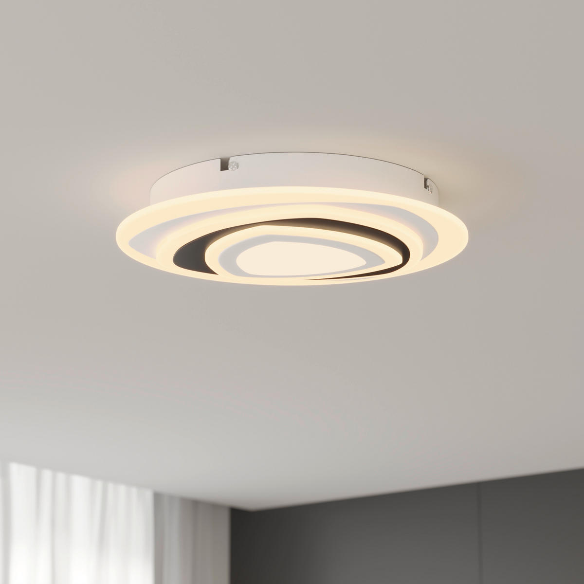 LED-DECKENLEUCHTE 50/5,5 cm   - Schwarz/Weiß, Design, Kunststoff/Metall (50/5,5cm) - Novel