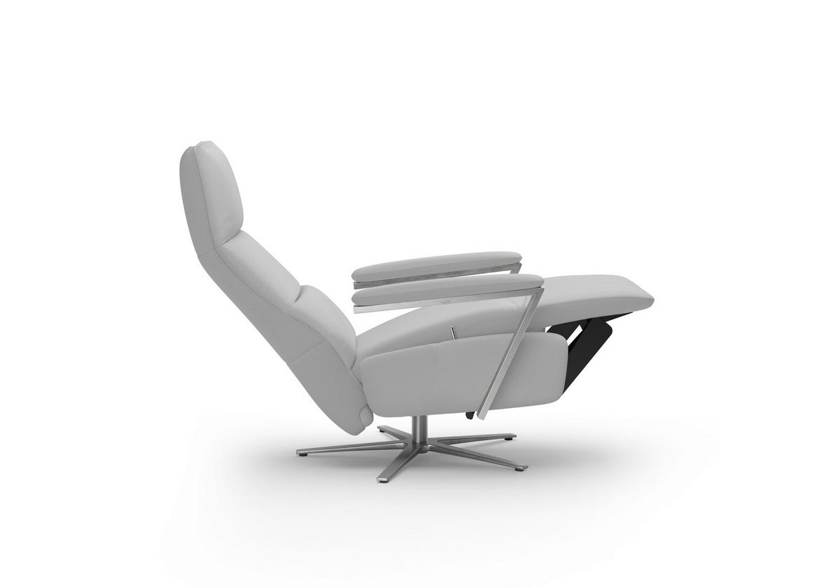 RELAXSESSEL TV VARIO COMFORT E S1 Echtleder Kopfteilverstellung, Rücken echt    - Silberfarben/Hellgrau, Basics, Leder/Metall (70/124/85cm) - Sit & More