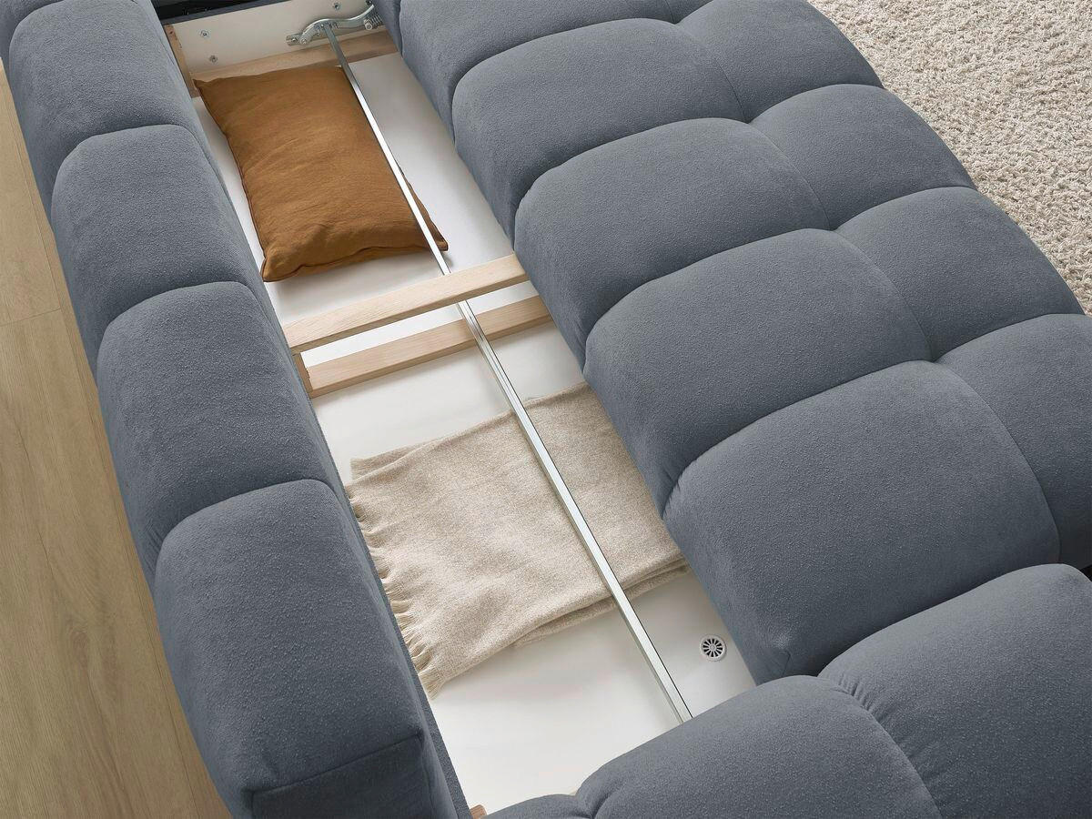 SCHLAFSOFA EVEREST  mit Rücken echt, Armteil links, Armteil rechts Struktur Dunkelblau  - Schwarz/Dunkelblau, MODERN, Kunststoff/Textil (278/90/115cm)