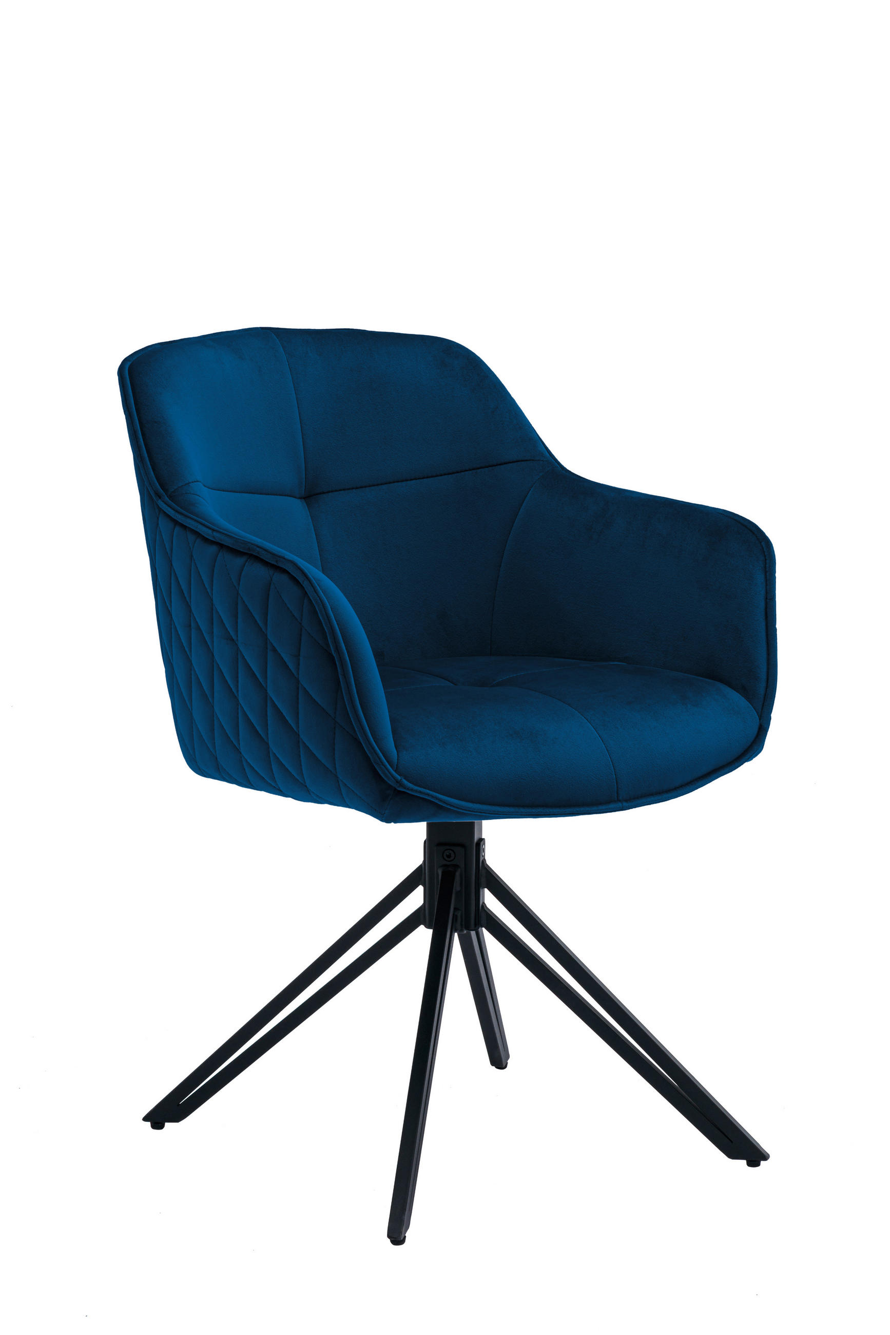 ARMLEHNSTUHL in Samt - Blau/Schwarz, MODERN, Textil/Metall (59/82/62cm) - MID.YOU