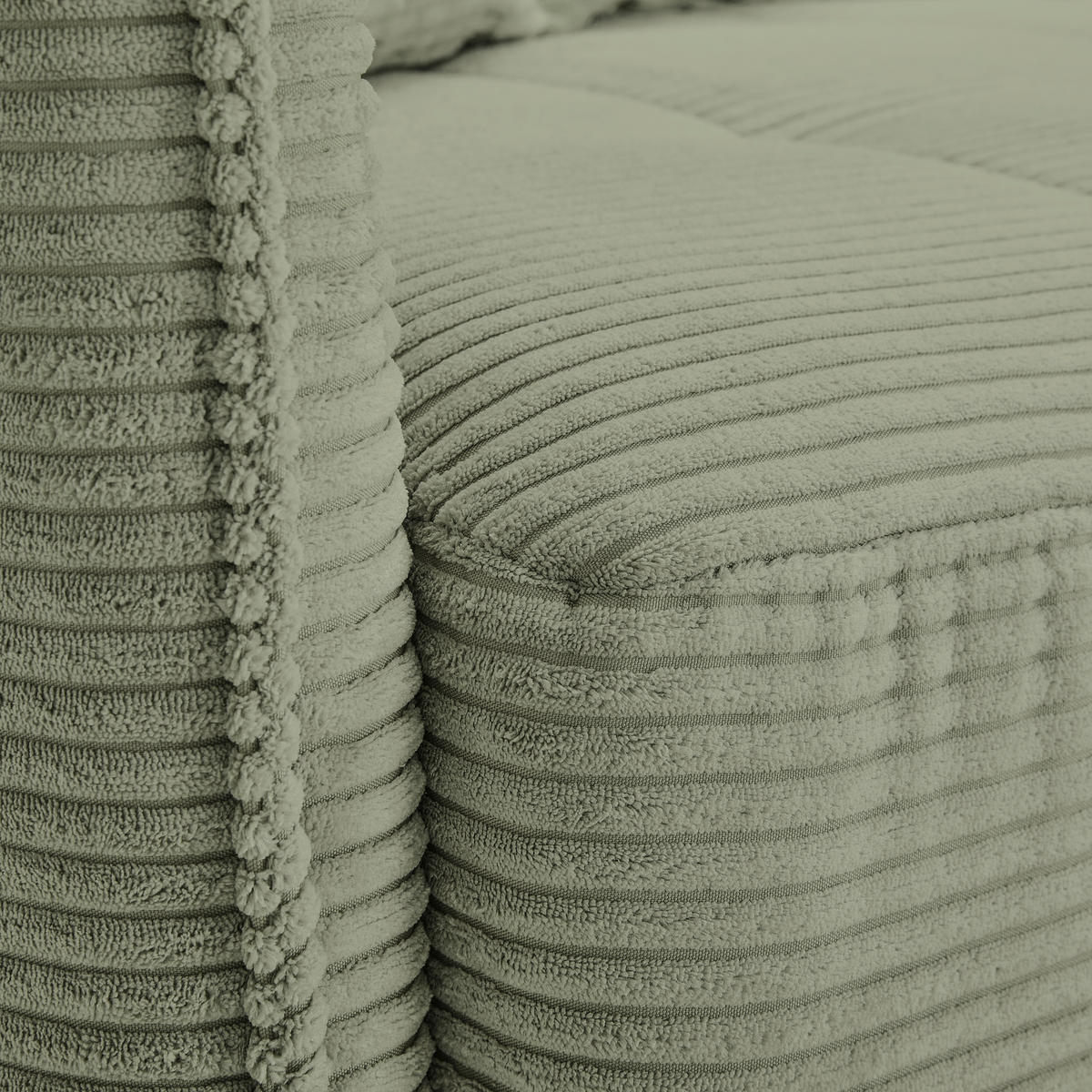 BIGSOFA in Cord Olivgrün  - Schwarz/Olivgrün, Design, Textil/Metall (226/91/103cm) - Carryhome