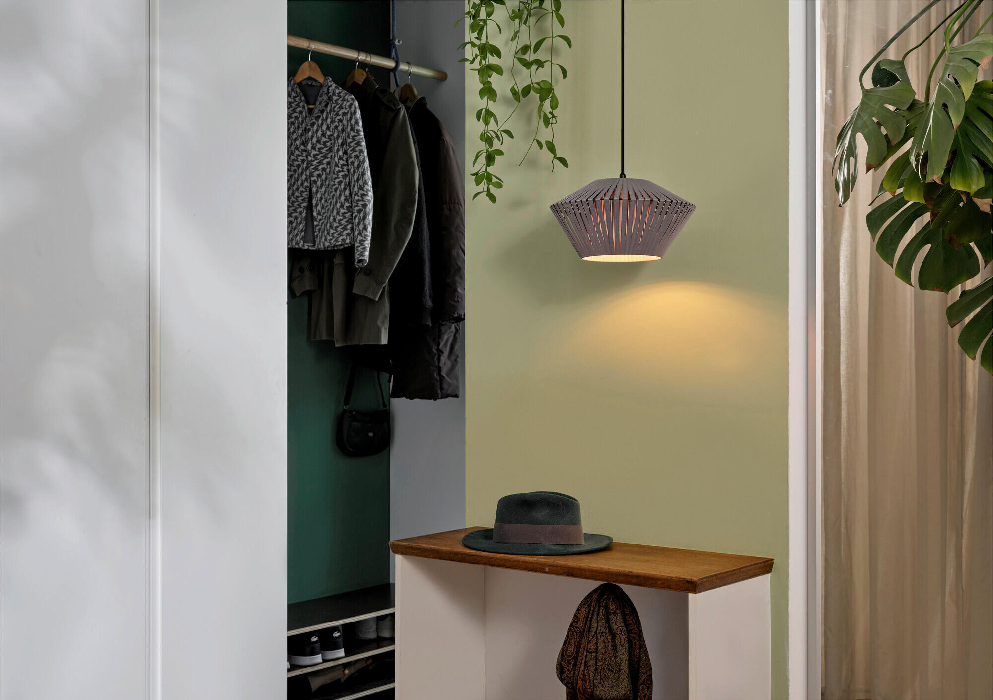 HÄNGELEUCHTE 30,5/120 cm   - Dunkelgrau, Basics, Textil/Metall (30,5/120cm) - Osram