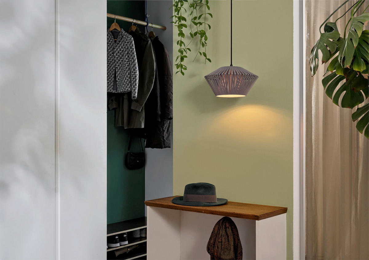 HÄNGELEUCHTE 30,5/120 cm   - Dunkelgrau, Basics, Textil/Metall (30,5/120cm) - Osram