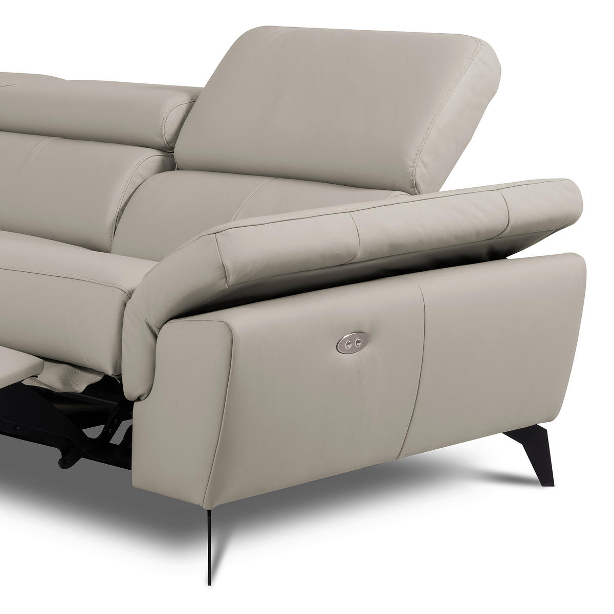 ECKSOFA Lederlook Echtleder Platinfarben  - Platinfarben/Schwarz, Design, Leder/Textil (179/252cm) - Livetastic