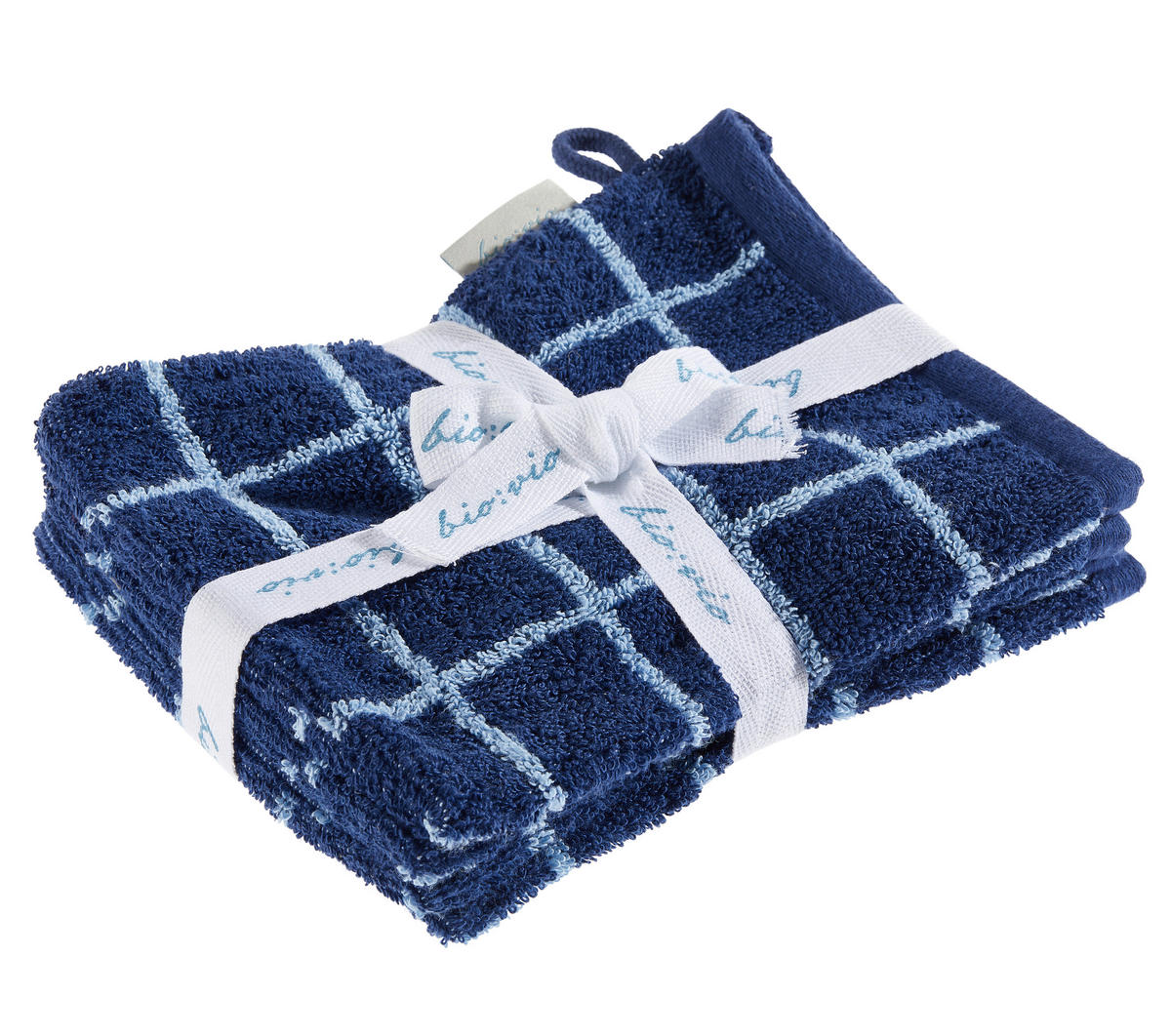 WASCHHANDSCHUHSET CHAMP Blau, Dunkelblau 4-teilig  - Blau/Dunkelblau, Natur, Textil (16/21cm) - Bio:Vio